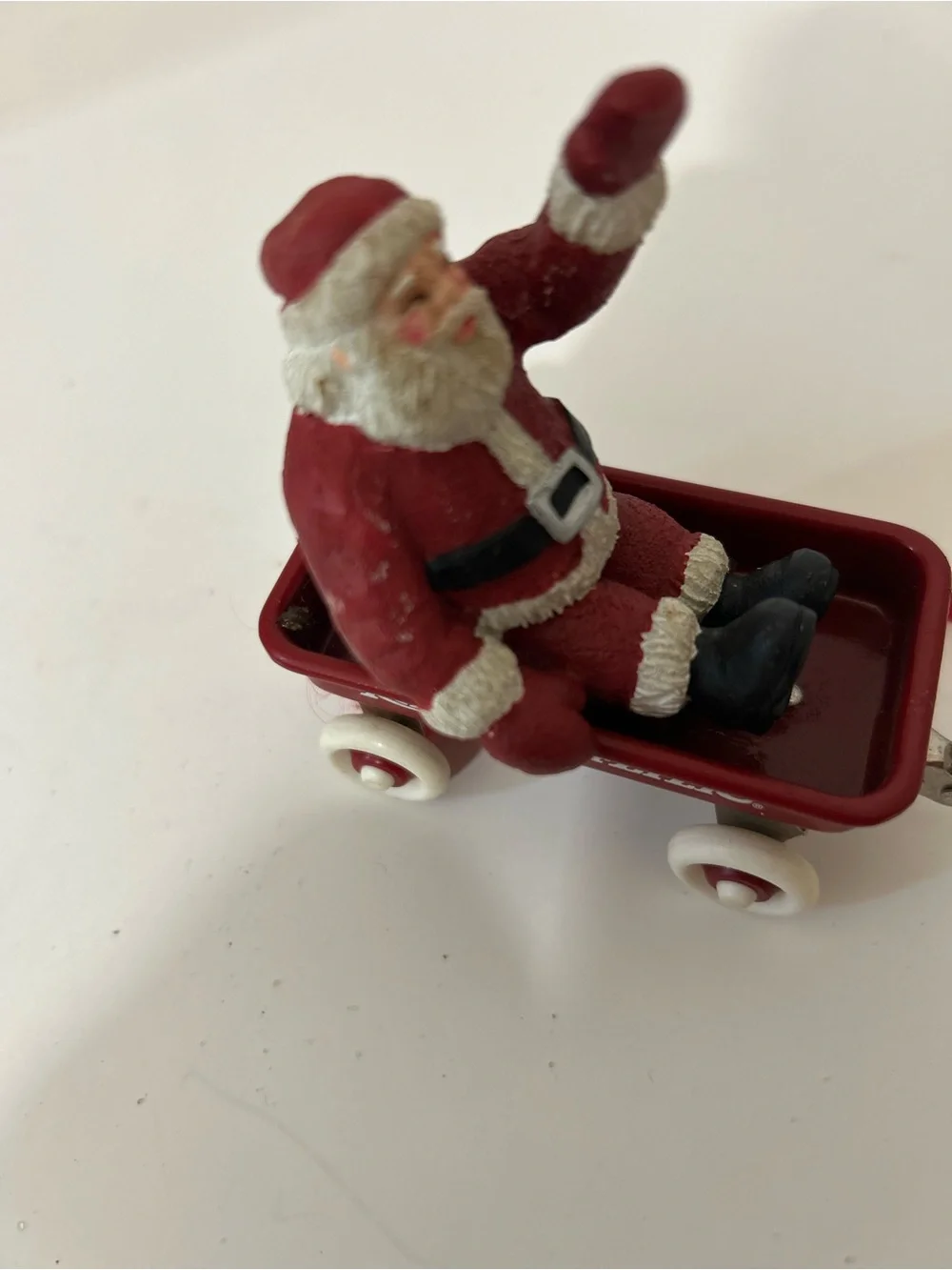 VERY RARE! Vintage 1999 Waving Santa Red Radio Flyer Wagon Toy Holiday Figurine